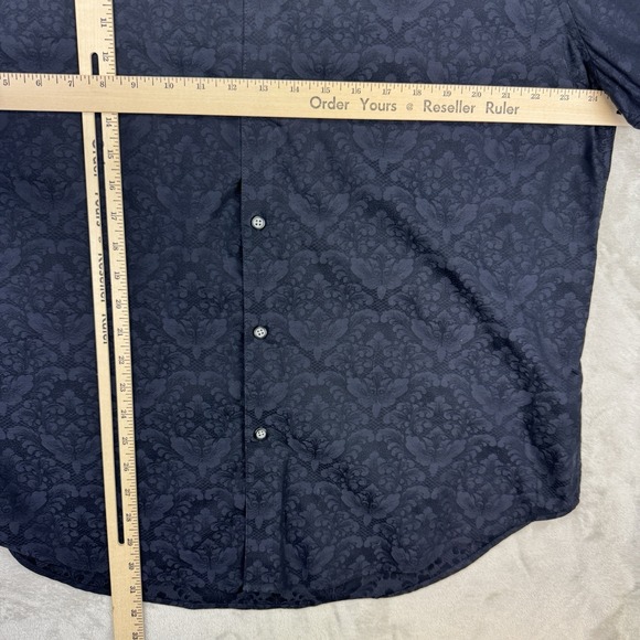 Robert Graham‎ XL Classic Fit Shirt Navy Paisley Cotton Contrast Trim - Picture 3 of 5